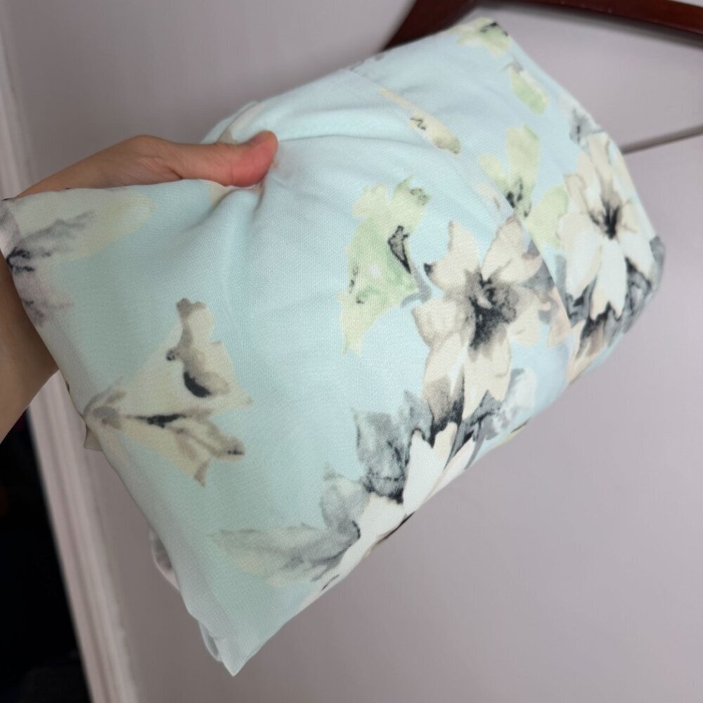 Mint Green Floral Midi Skirt Elastic Waist Lightweight Cottagecore Romantic XL - Picture 10 of 10